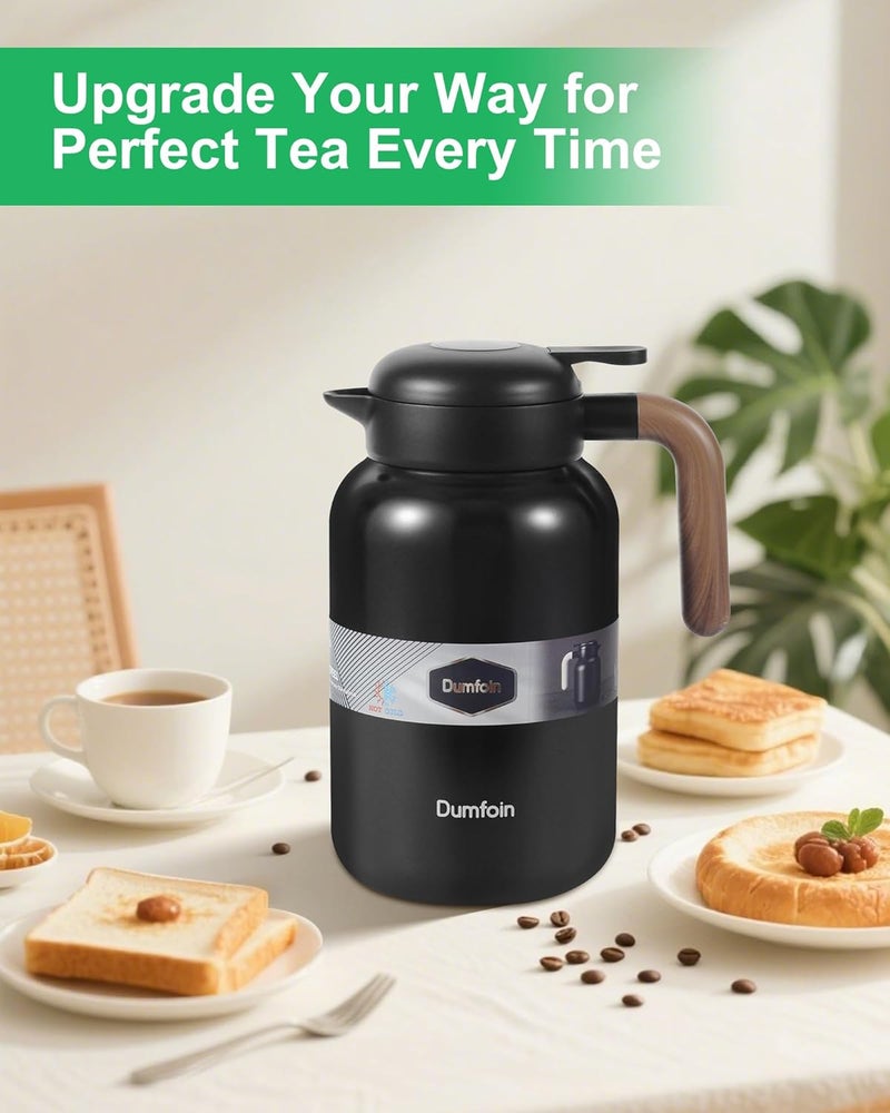 Dumfoin 68 Oz Thermal Coffee Carafe, Stainless Steel Insulated Vacuum Coffee Carafes For Keeping Hot, 2 Liter Carafe for Hot Liquids (Black) - Image 2